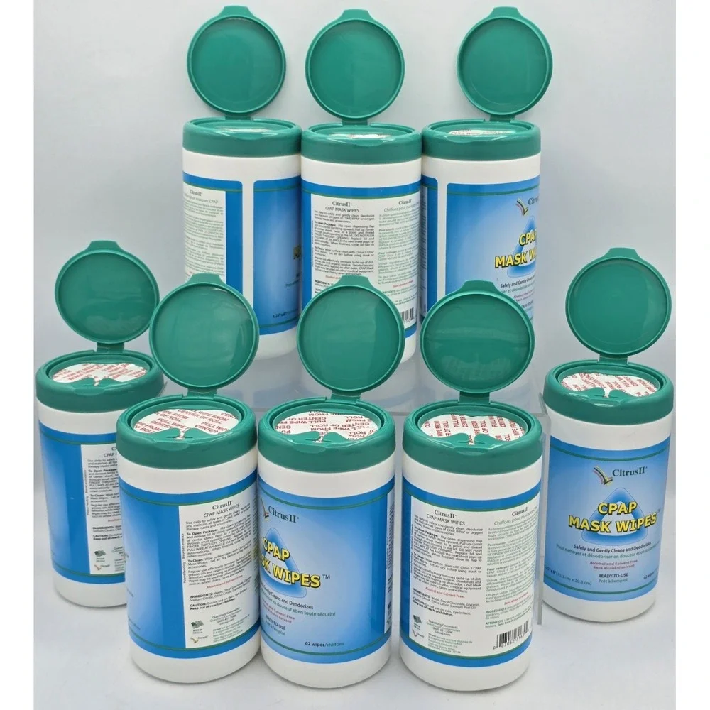 8 Pack - Citrus II Cpap Mask Wipes - Count of 62 x 8 =496 NEW